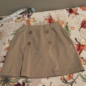 5/$3 Lands' End Tan Double-Breasted Mini Skirt
